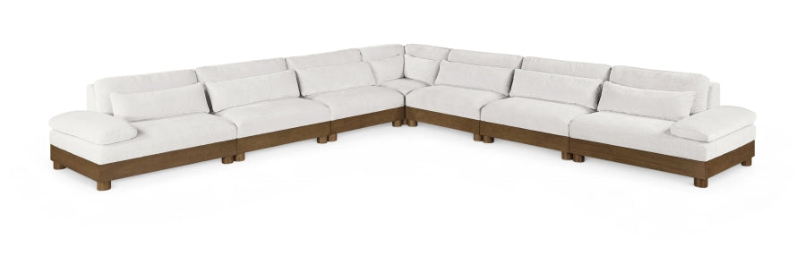 Meridian Furniture - Turin 167.75" Chenille Fabric Upholstered 7 Piece Modular Sectional - 606Cream-Sec7A - GreatFurnitureDeal