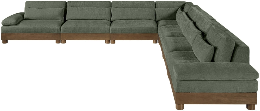 Meridian Furniture - Turin 167.75" Chenille Fabric Upholstered 7 Piece Modular Sectional - 606Green-Sec7A - GreatFurnitureDeal