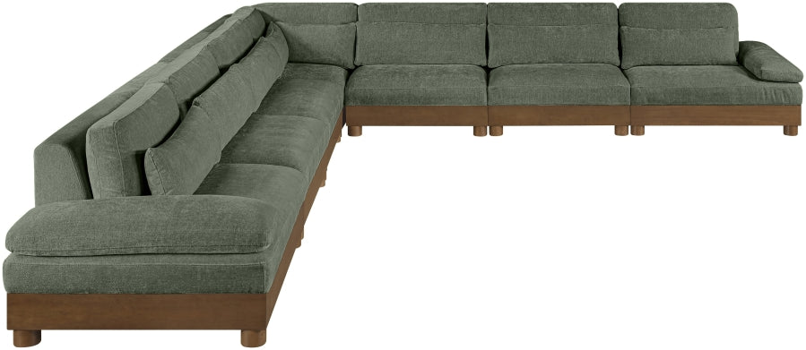 Meridian Furniture - Turin 167.75" Chenille Fabric Upholstered 7 Piece Modular Sectional - 606Green-Sec7A - GreatFurnitureDeal