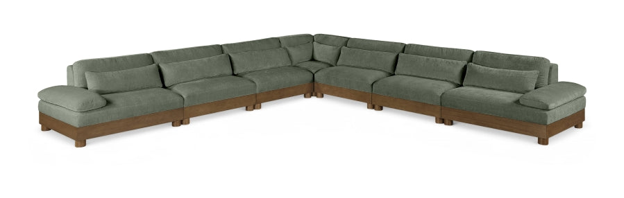 Meridian Furniture - Turin 167.75" Chenille Fabric Upholstered 7 Piece Modular Sectional - 606Green-Sec7A - GreatFurnitureDeal