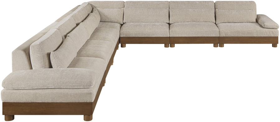 Meridian Furniture - Turin 167.75" Chenille Fabric Upholstered 7 Piece Modular Sectional - 606Taupe-Sec7A - GreatFurnitureDeal
