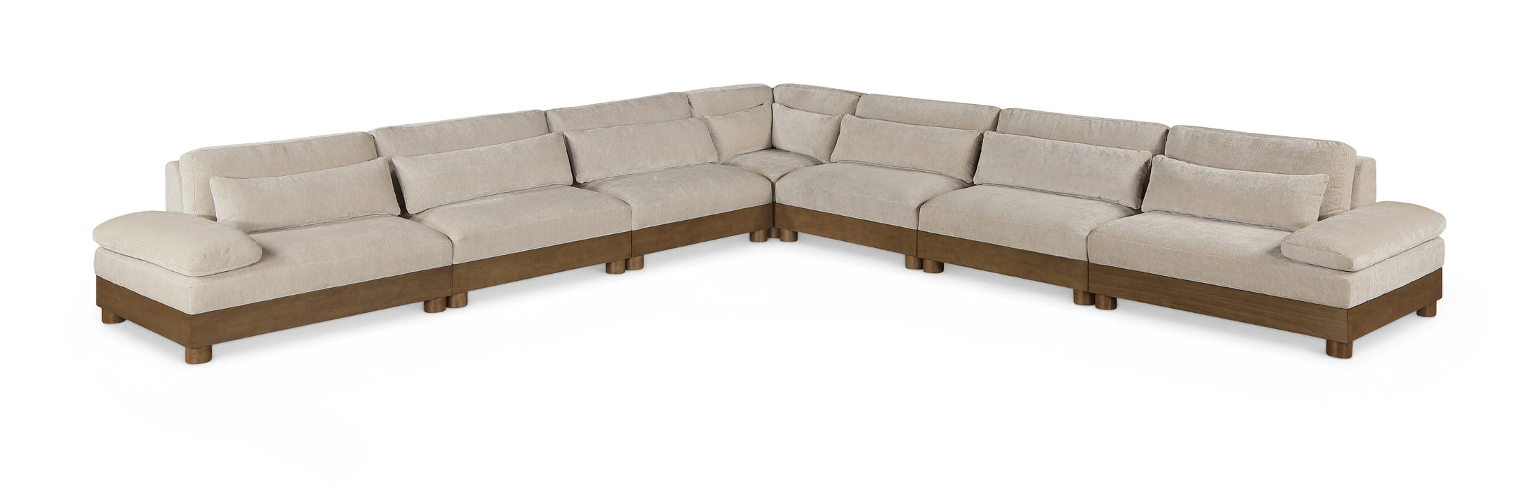Meridian Furniture - Turin 167.75" Chenille Fabric Upholstered 7 Piece Modular Sectional - 606Taupe-Sec7A - GreatFurnitureDeal