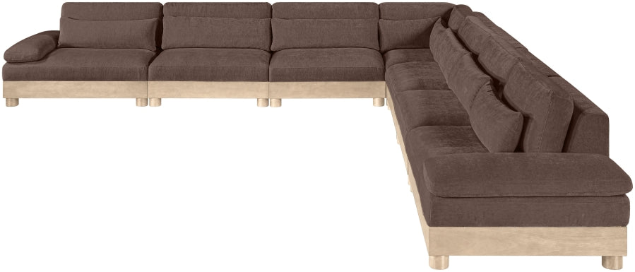Meridian Furniture - Turin 167.75" Chenille Fabric Upholstered 7 Piece Modular Sectional - 612Brown-Sec7A - GreatFurnitureDeal