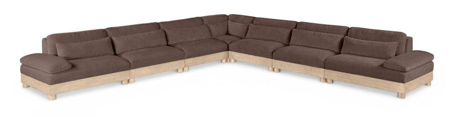 Meridian Furniture - Turin 167.75" Chenille Fabric Upholstered 7 Piece Modular Sectional - 612Brown-Sec7A - GreatFurnitureDeal