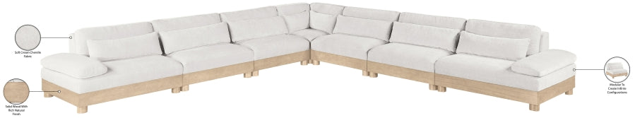 Meridian Furniture - Turin 167.75" Chenille Fabric Upholstered 7 Piece Modular Sectional - 612Cream-Sec7A - GreatFurnitureDeal