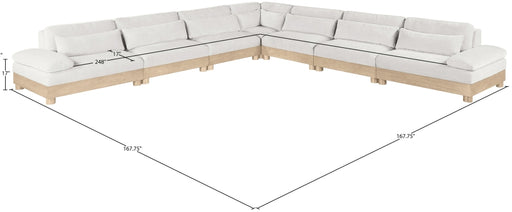 Meridian Furniture - Turin 167.75" Chenille Fabric Upholstered 7 Piece Modular Sectional - 612Cream-Sec7A - GreatFurnitureDeal
