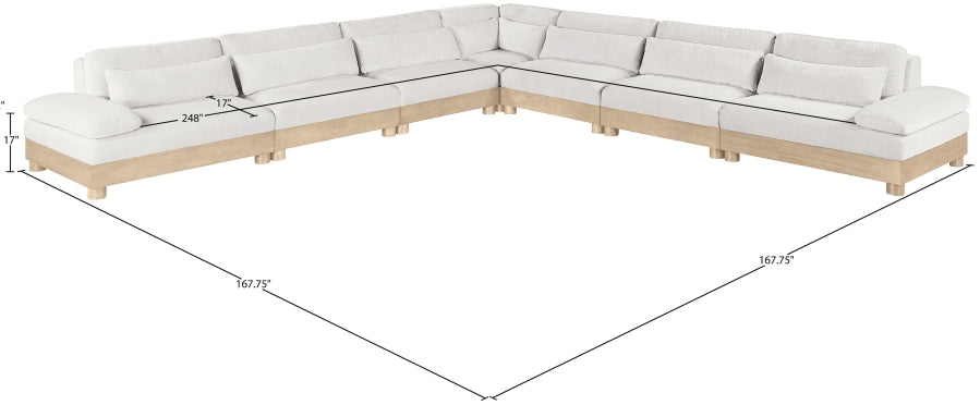 Meridian Furniture - Turin 167.75" Chenille Fabric Upholstered 7 Piece Modular Sectional - 612Cream-Sec7A - GreatFurnitureDeal