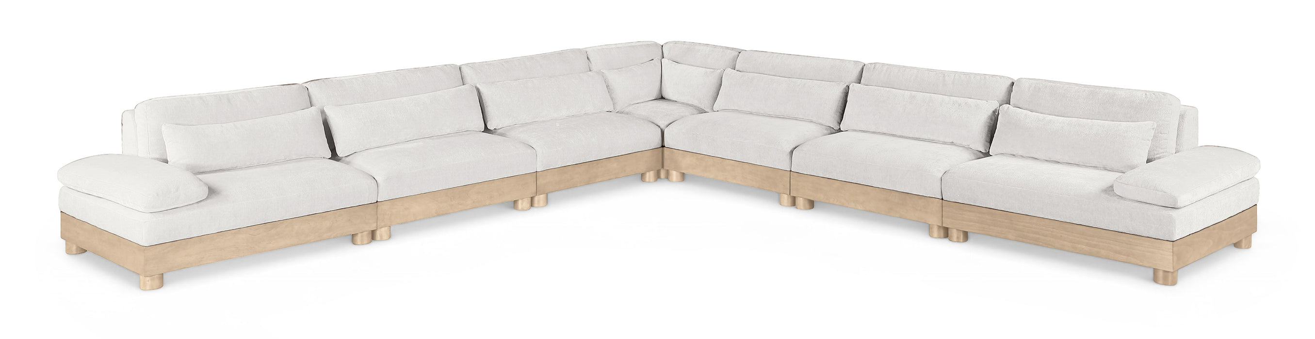 Meridian Furniture - Turin 167.75" Chenille Fabric Upholstered 7 Piece Modular Sectional - 612Cream-Sec7A - GreatFurnitureDeal