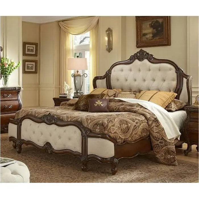AICO Furniture - Lavelle Melange Queen Wing Mansion Bed With Fabric Inserts - 54012-34 - GreatFurnitureDeal
