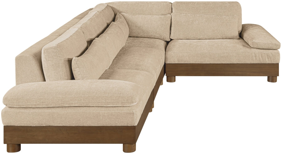 Meridian Furniture - Turin 128" Chenille Fabric Upholstered 4 Piece Modular Sectional - 606Taupe-Sec4A - GreatFurnitureDeal