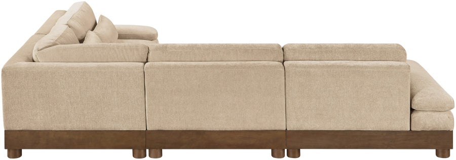 Meridian Furniture - Turin 128" Chenille Fabric Upholstered 4 Piece Modular Sectional - 606Taupe-Sec4A - GreatFurnitureDeal
