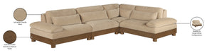 Meridian Furniture - Turin 128" Chenille Fabric Upholstered 4 Piece Modular Sectional - 606Taupe-Sec4A - GreatFurnitureDeal