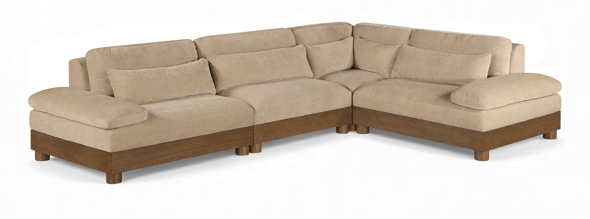Meridian Furniture - Turin 128" Chenille Fabric Upholstered 4 Piece Modular Sectional - 606Beige-Sec4A - GreatFurnitureDeal