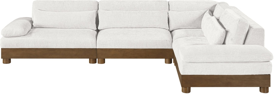 Meridian Furniture - Turin 128" Chenille Fabric Upholstered 4 Piece Modular Sectional - 606Cream-Sec4A - GreatFurnitureDeal