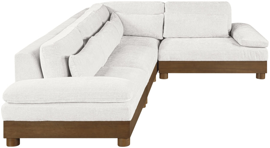 Meridian Furniture - Turin 128" Chenille Fabric Upholstered 4 Piece Modular Sectional - 606Cream-Sec4A - GreatFurnitureDeal