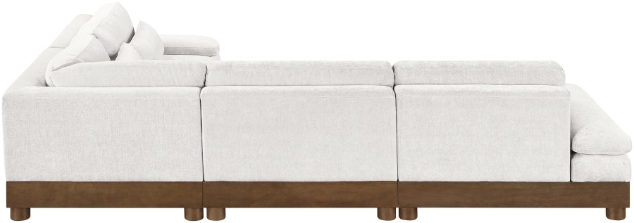Meridian Furniture - Turin 128" Chenille Fabric Upholstered 4 Piece Modular Sectional - 606Cream-Sec4A - GreatFurnitureDeal