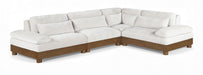 Meridian Furniture - Turin 128" Chenille Fabric Upholstered 4 Piece Modular Sectional - 606Cream-Sec4A - GreatFurnitureDeal