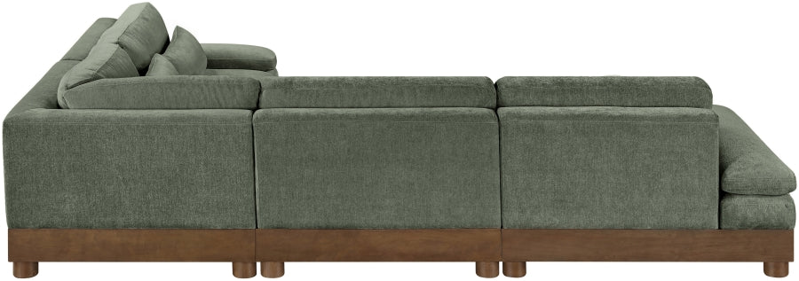Meridian Furniture - Turin 128" Chenille Fabric Upholstered 4 Piece Modular Sectional - 606Green-Sec4A - GreatFurnitureDeal