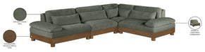 Meridian Furniture - Turin 128" Chenille Fabric Upholstered 4 Piece Modular Sectional - 606Green-Sec4A - GreatFurnitureDeal