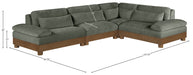 Meridian Furniture - Turin 128" Chenille Fabric Upholstered 4 Piece Modular Sectional - 606Green-Sec4A - GreatFurnitureDeal
