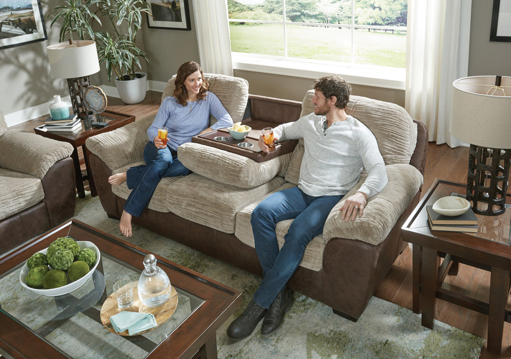 Jackson Furniture - McMahon Sofa w/Drop Down Table in Bark/Jute - 5455-23-BARK - GreatFurnitureDeal