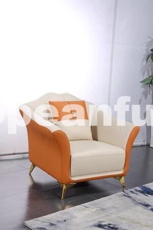 European Furniture - Winston Chair White-Orange Italian Leather - EF-29050-C