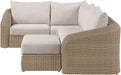 Meridian Furniture - Seacrest 123.25" Beige Olefin Water Resistant Fabric And Wicker 5pc. Outdoor Patio Sectional - 55001Beige-Sec5B - GreatFurnitureDeal