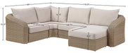 Meridian Furniture - Seacrest 123.25" Beige Olefin Water Resistant Fabric And Wicker 5pc. Outdoor Patio Sectional - 55001Beige-Sec5B - GreatFurnitureDeal