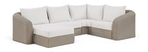 Meridian Furniture - Seacrest 123.25" Cream Olefin Water Resistant Fabric And Wicker 5pc. Outdoor Patio Sectional - 55002Cream-Sec5C - GreatFurnitureDeal