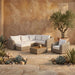 Meridian Furniture - Seacrest 123.25" Cream Olefin Water Resistant Fabric And Wicker 5pc. Outdoor Patio Sectional - 55002Cream-Sec5C - GreatFurnitureDeal