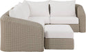 Meridian Furniture - Seacrest 123.25" Cream Olefin Water Resistant Fabric And Wicker 5pc. Outdoor Patio Sectional - 55002Cream-Sec5C - GreatFurnitureDeal