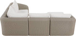Meridian Furniture - Seacrest 123.25" Cream Olefin Water Resistant Fabric And Wicker 5pc. Outdoor Patio Sectional - 55002Cream-Sec5C - GreatFurnitureDeal