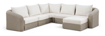 Meridian Furniture - Seacrest 123.25" Cream Olefin Water Resistant Fabric And Wicker 6pc. Outdoor Patio Sectional - 55002Cream-Sec6A - GreatFurnitureDeal