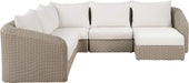 Meridian Furniture - Seacrest 123.25" Cream Olefin Water Resistant Fabric And Wicker 6pc. Outdoor Patio Sectional - 55002Cream-Sec6A - GreatFurnitureDeal