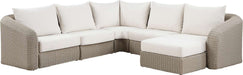 Meridian Furniture - Seacrest 123.25" Cream Olefin Water Resistant Fabric And Wicker 6pc. Outdoor Patio Sectional - 55002Cream-Sec6A - GreatFurnitureDeal
