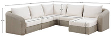 Meridian Furniture - Seacrest 123.25" Cream Olefin Water Resistant Fabric And Wicker 6pc. Outdoor Patio Sectional - 55002Cream-Sec6A - GreatFurnitureDeal