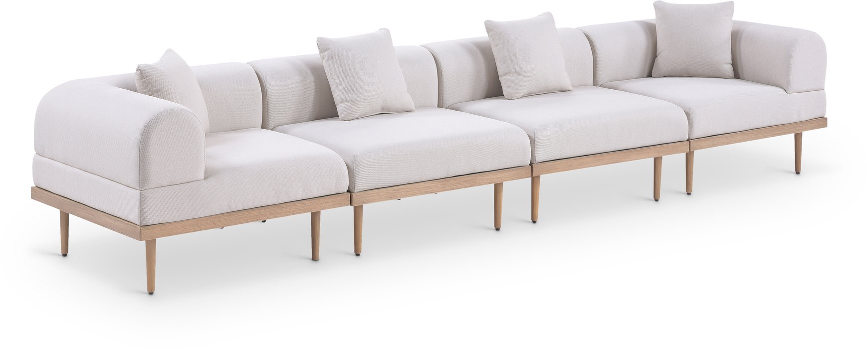 Meridian Furniture - Laguna 142" Beige Resilient Water Resistant Fabric Upholstered 4pc. Outdoor Patio Sofa - 55036Beige-S4B - GreatFurnitureDeal
