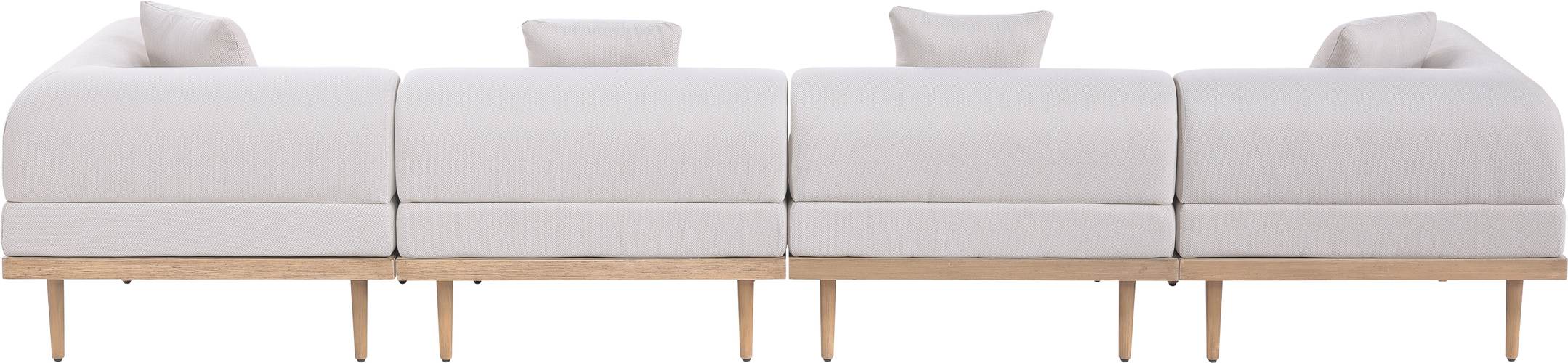 Meridian Furniture - Laguna 142" Beige Resilient Water Resistant Fabric Upholstered 4pc. Outdoor Patio Sofa - 55036Beige-S4B - GreatFurnitureDeal