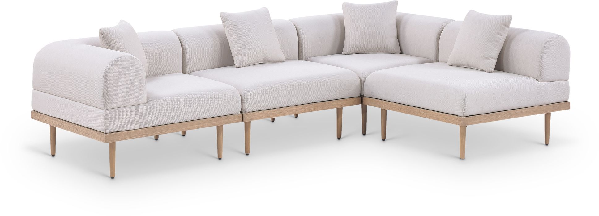 Meridian Furniture - Laguna 106.5" Beige Resilient Water Resistant Fabric Upholstered 4pc. Outdoor Patio Sectional - 55036Beige-Sec4B - GreatFurnitureDeal