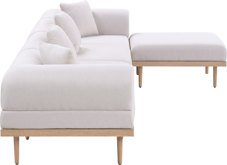 Meridian Furniture - Laguna 142" Beige Resilient Water Resistant Fabric Upholstered 5pc. Outdoor Patio Sectional - 55036Beige-Sec5A - GreatFurnitureDeal