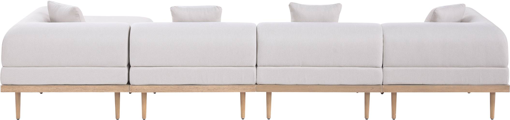 Meridian Furniture - Laguna 142" Beige Resilient Water Resistant Fabric Upholstered 5pc. Outdoor Patio Sectional - 55036Beige-Sec5A - GreatFurnitureDeal