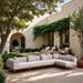 Meridian Furniture - Laguna 142" Beige Resilient Water Resistant Fabric Upholstered 5pc. Outdoor Patio Sectional - 55036Beige-Sec5D - GreatFurnitureDeal
