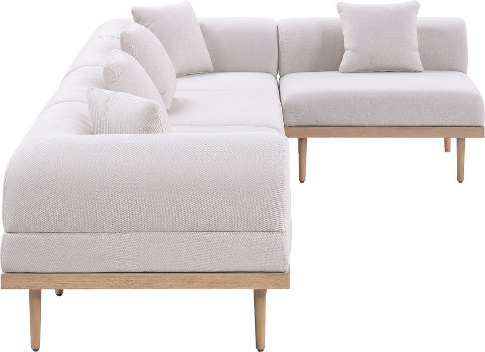 Meridian Furniture - Laguna 142" Beige Resilient Water Resistant Fabric Upholstered 5pc. Outdoor Patio Sectional - 55036Beige-Sec5D - GreatFurnitureDeal