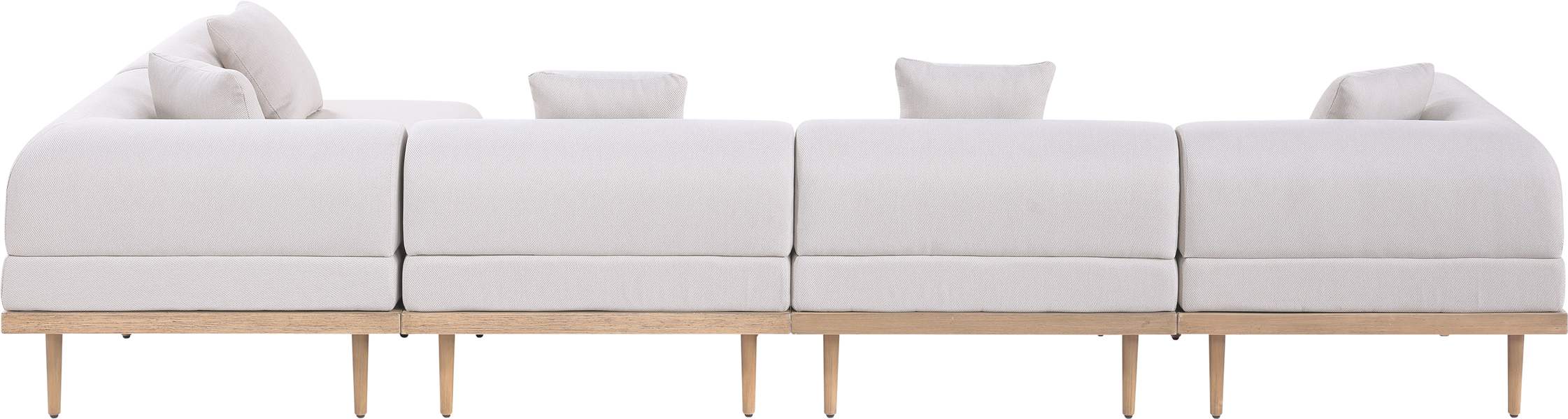 Meridian Furniture - Laguna 142" Beige Resilient Water Resistant Fabric Upholstered 5pc. Outdoor Patio Sectional - 55036Beige-Sec5D - GreatFurnitureDeal