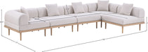 Meridian Furniture - Laguna 142" Beige Resilient Water Resistant Fabric Upholstered 5pc. Outdoor Patio Sectional - 55036Beige-Sec5D - GreatFurnitureDeal