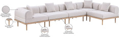 Meridian Furniture - Laguna 142" Beige Resilient Water Resistant Fabric Upholstered 5pc. Outdoor Patio Sectional - 55036Beige-Sec5D - GreatFurnitureDeal