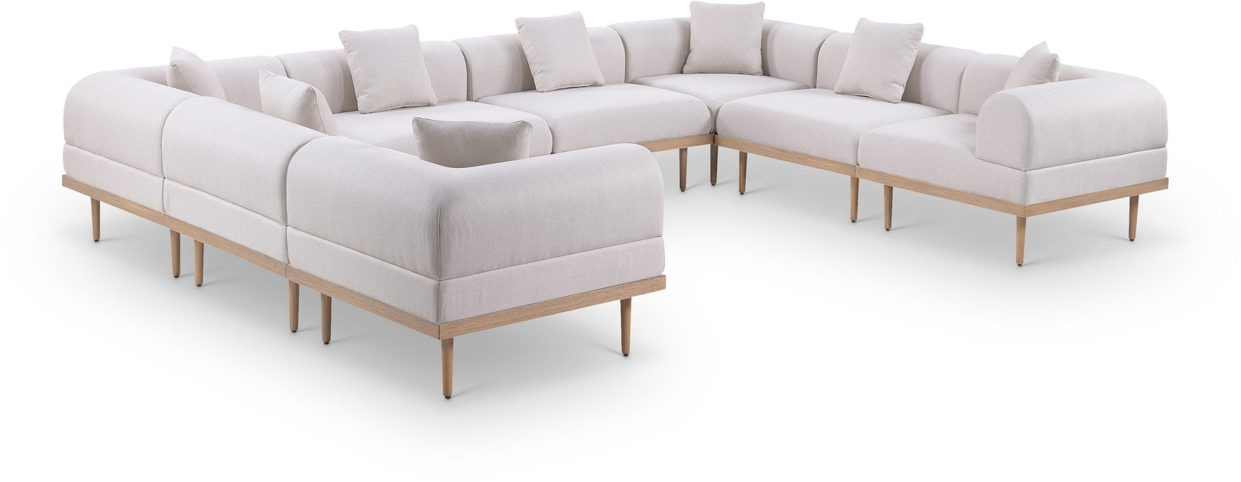 Meridian Furniture - Laguna 142" Beige Resilient Water Resistant Fabric Upholstered 8pc. Outdoor Patio Sectional - 55036Beige-Sec8A - GreatFurnitureDeal