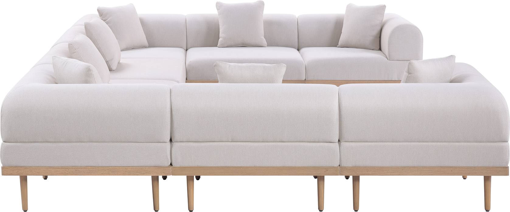 Meridian Furniture - Laguna 142" Beige Resilient Water Resistant Fabric Upholstered 8pc. Outdoor Patio Sectional - 55036Beige-Sec8A - GreatFurnitureDeal