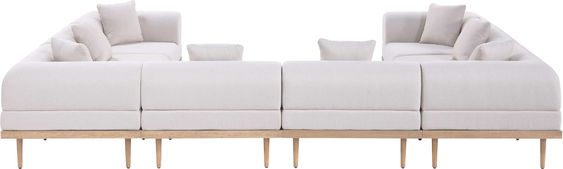 Meridian Furniture - Laguna 142" Beige Resilient Water Resistant Fabric Upholstered 8pc. Outdoor Patio Sectional - 55036Beige-Sec8A - GreatFurnitureDeal