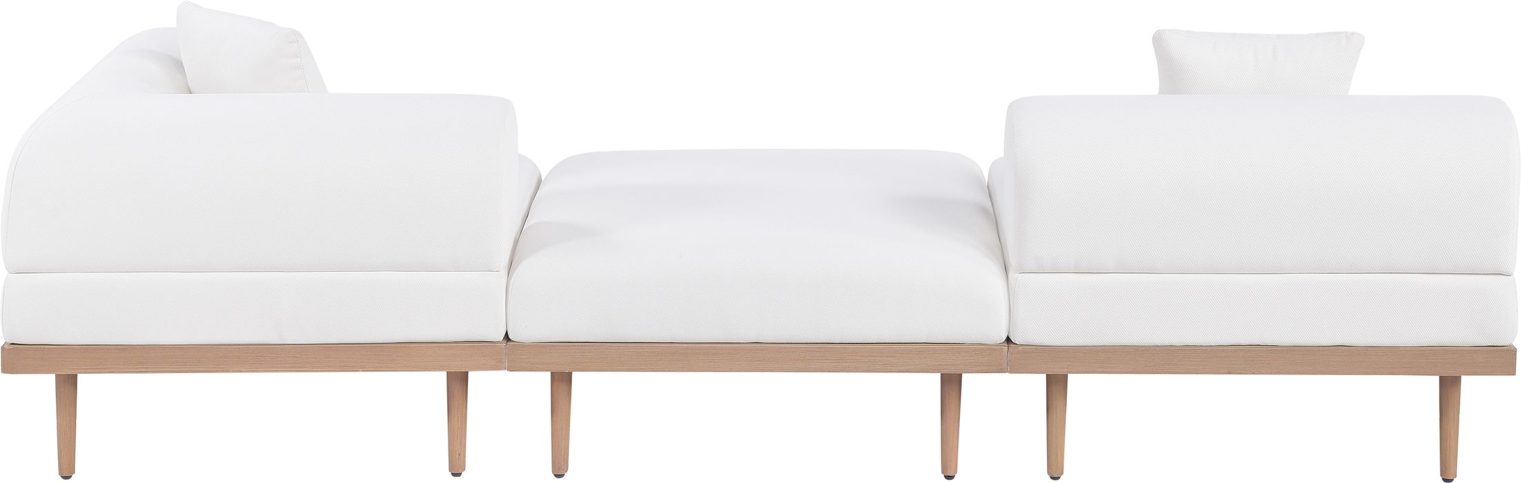 Meridian Furniture - Laguna 106.5" Cream Resilient Water Resistant Fabric Upholstered 3pc. Outdoor Patio Sofa - 55036Cream-S3D - GreatFurnitureDeal